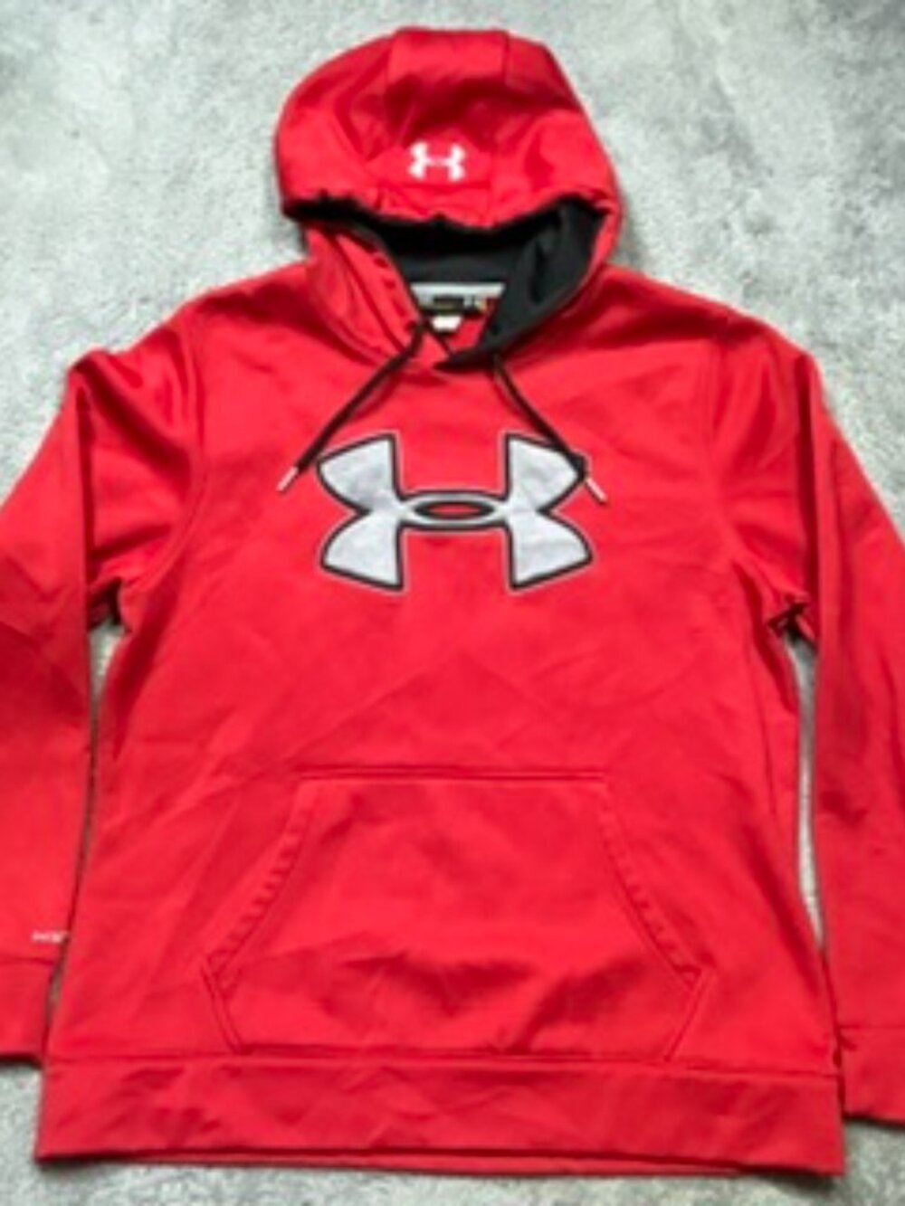 Under Armour AF Storm Hoodie Mens L Red Big Logo Fleece Loose Water Repellent